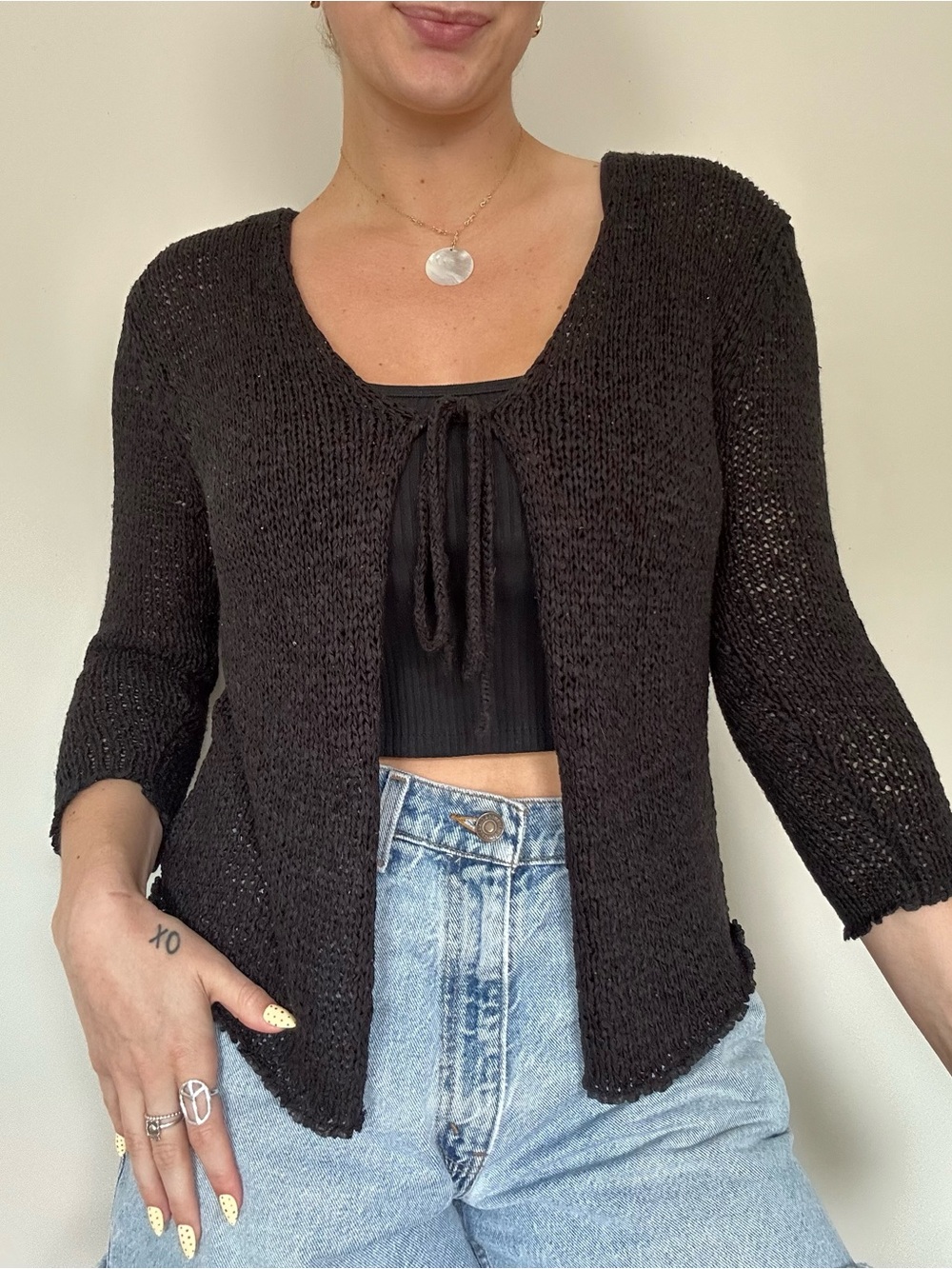 Black Knit Open-Front Women's Sweater Cardigan